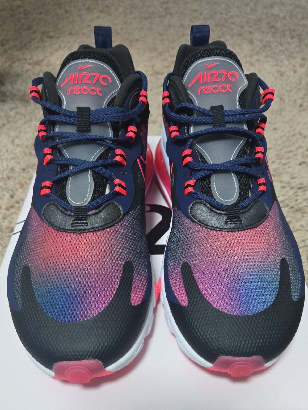 ❤️🖤 Nike Air Max 270 React Navy Black Pink Sneaker - Picture 2 of 9